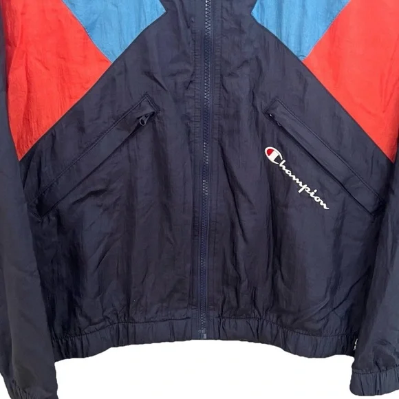 Champion Colorblock 90s Y2K Windbreaker Full Zip Jacket Adult Medium Nylon Retro - Picture 4 of 13